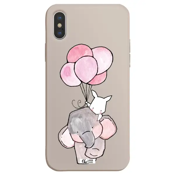a cartoon elephant and donkey holding balloons Apple iPhone X Silicone Stone Case