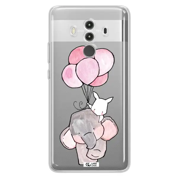 a cartoon elephant and donkey holding balloons Huawei Mate 10 Clear TPU Case