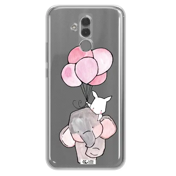 a cartoon elephant and donkey holding balloons Huawei Mate 20 Lite Clear TPU Case