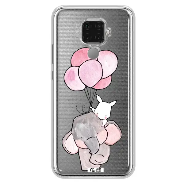 a cartoon elephant and donkey holding balloons Huawei Mate 30 Lite Clear TPU Case