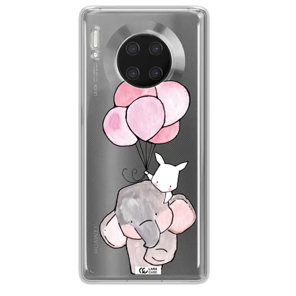 a cartoon elephant and donkey holding balloons Huawei Mate 30 Pro Clear TPU Case