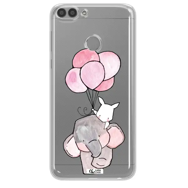 a cartoon elephant and donkey holding balloons Huawei P Smart 2017 Clear TPU Case