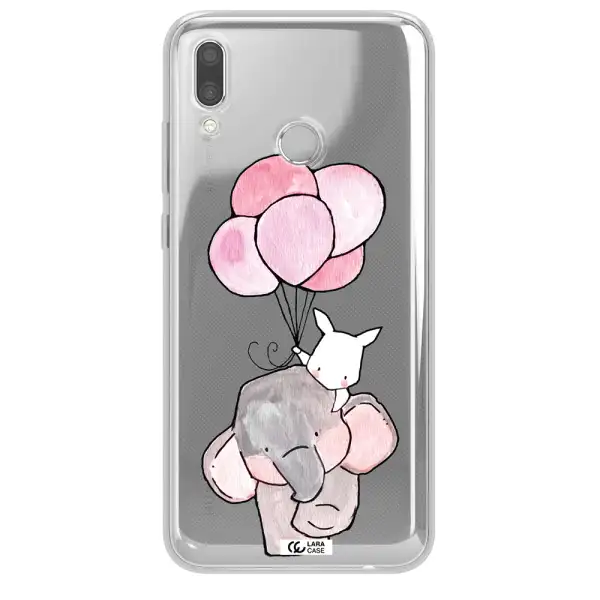 a cartoon elephant and donkey holding balloons Huawei P Smart 2019 Clear TPU Case