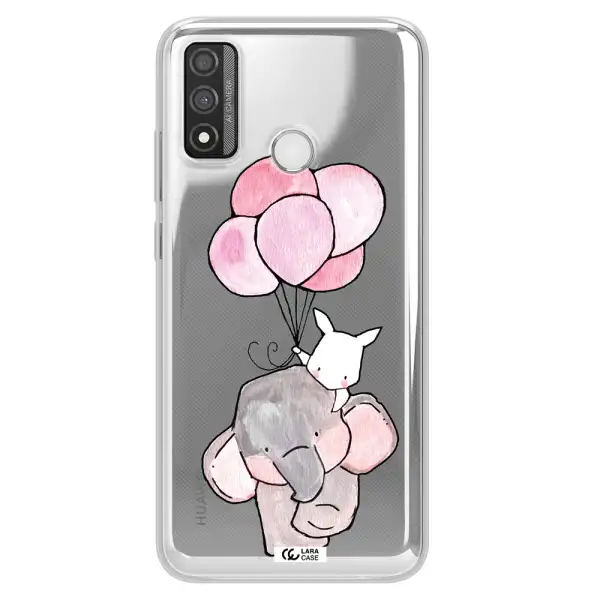 a cartoon elephant and donkey holding balloons Huawei P Smart 2020 Clear TPU Case