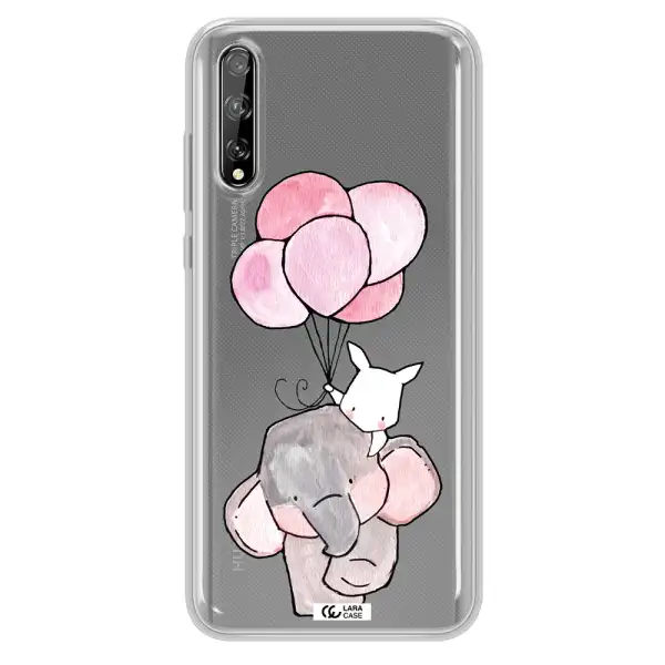 a cartoon elephant and donkey holding balloons Huawei P Smart S Clear TPU Case