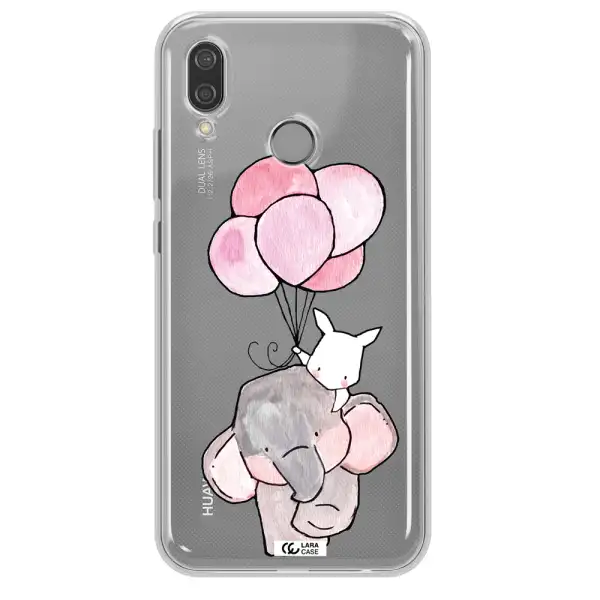 a cartoon elephant and donkey holding balloons Huawei P20 Lite Clear TPU Case