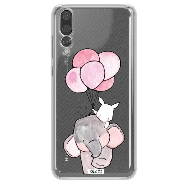 a cartoon elephant and donkey holding balloons Huawei P20 Pro Clear TPU Case