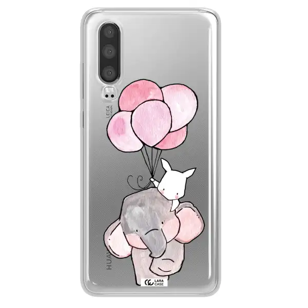 a cartoon elephant and donkey holding balloons Huawei P30 Clear TPU Case