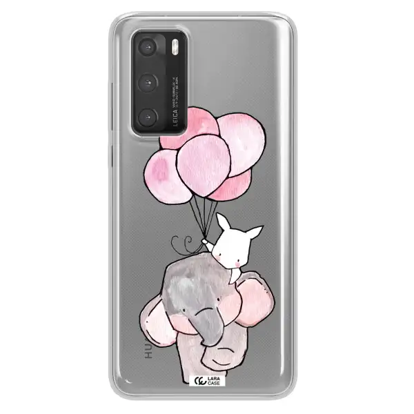 a cartoon elephant and donkey holding balloons Huawei P40 Clear TPU Case