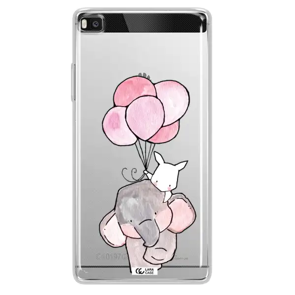 a cartoon elephant and donkey holding balloons Huawei P8 Clear TPU Case