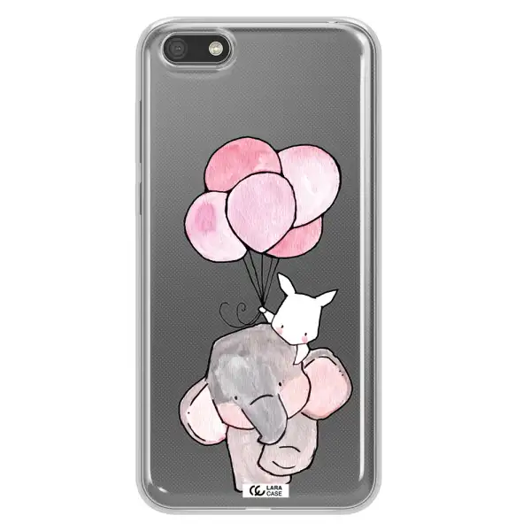 a cartoon elephant and donkey holding balloons Huawei Y5 2018 Clear TPU Case