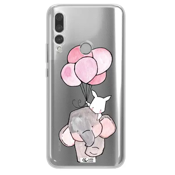 a cartoon elephant and donkey holding balloons Huawei Y9 Prime 2019 Clear TPU Case