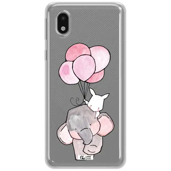 A Cartoon Elephant And Donkey Holding Balloons Samsung A01 Core Clear Tpu Case