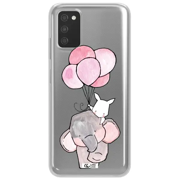 a cartoon elephant and donkey holding balloons Samsung A03S Clear TPU Case