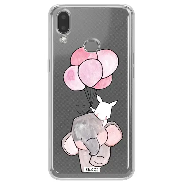 a cartoon elephant and donkey holding balloons Samsung A10S Clear TPU Case