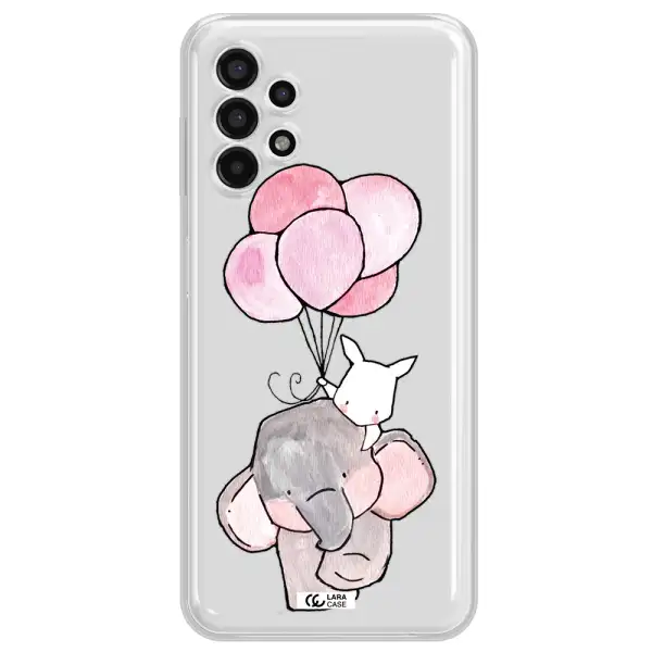 a cartoon elephant and donkey holding balloons Samsung A13 4g Clear TPU Case