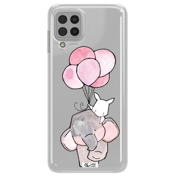 a cartoon elephant and donkey holding balloons Samsung A22 4g Clear TPU Case