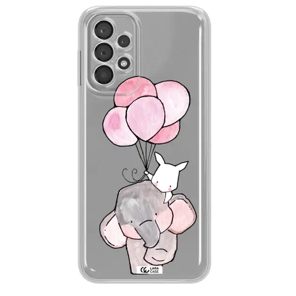 A Cartoon Elephant And Donkey Holding Balloons Samsung A23 5G Clear Tpu Case
