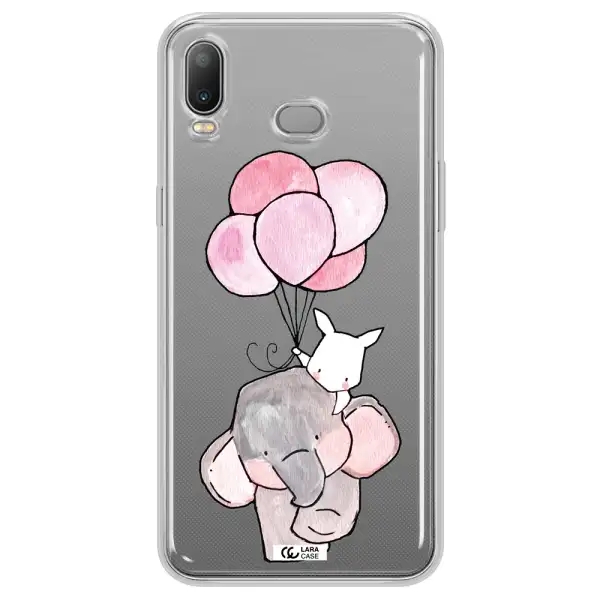 a cartoon elephant and donkey holding balloons Samsung A6S Clear TPU Case