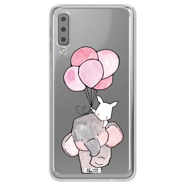 a cartoon elephant and donkey holding balloons Samsung A7 2018 Clear TPU Case