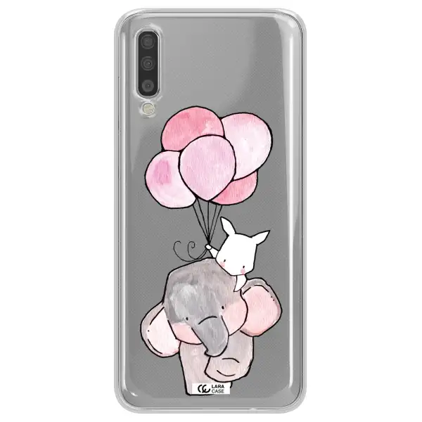 A Cartoon Elephant And Donkey Holding Balloons Samsung A70S Clear Tpu Case