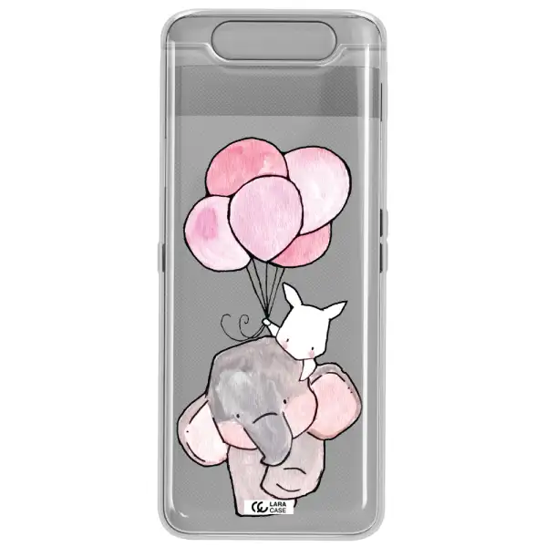 a cartoon elephant and donkey holding balloons Samsung A80 Clear TPU Case