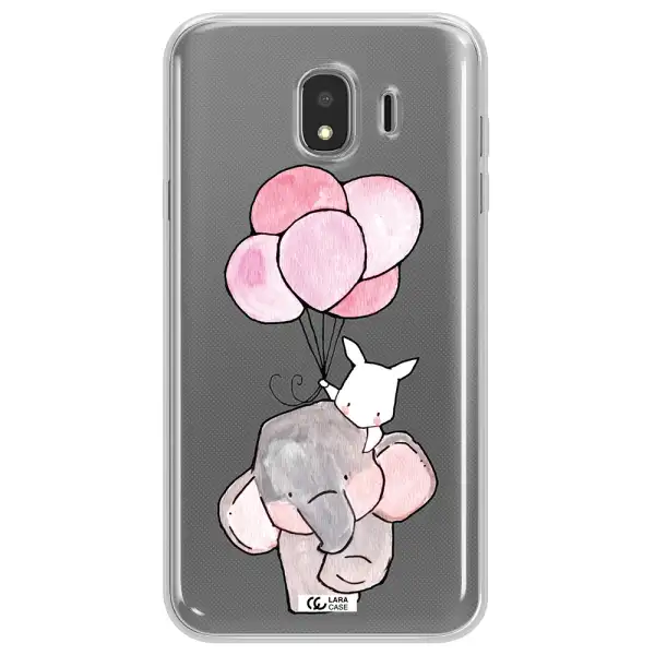 a cartoon elephant and donkey holding balloons Samsung J4 Clear TPU Case
