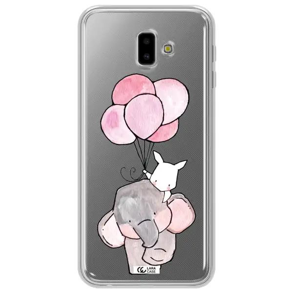 a cartoon elephant and donkey holding balloons Samsung J6 Plus Clear TPU Case
