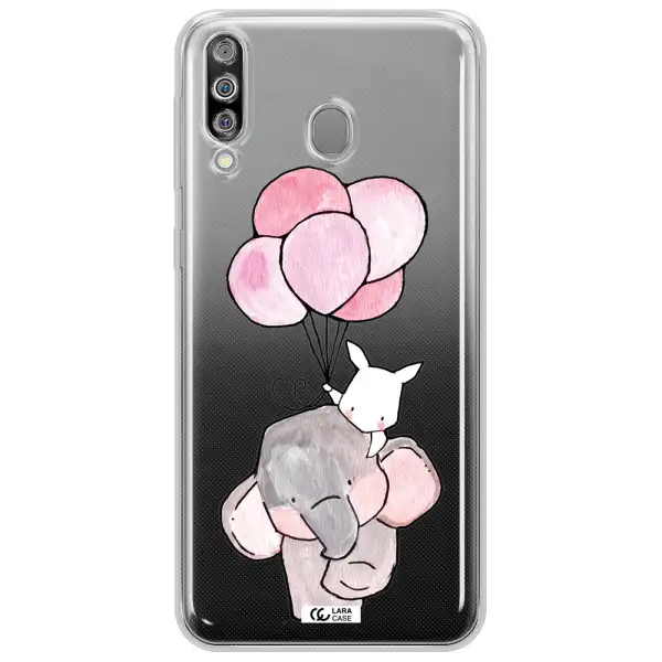 a cartoon elephant and donkey holding balloons Samsung M30 Clear TPU Case
