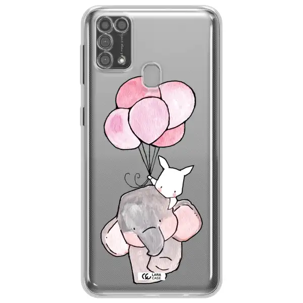 a cartoon elephant and donkey holding balloons Samsung M31 Clear TPU Case