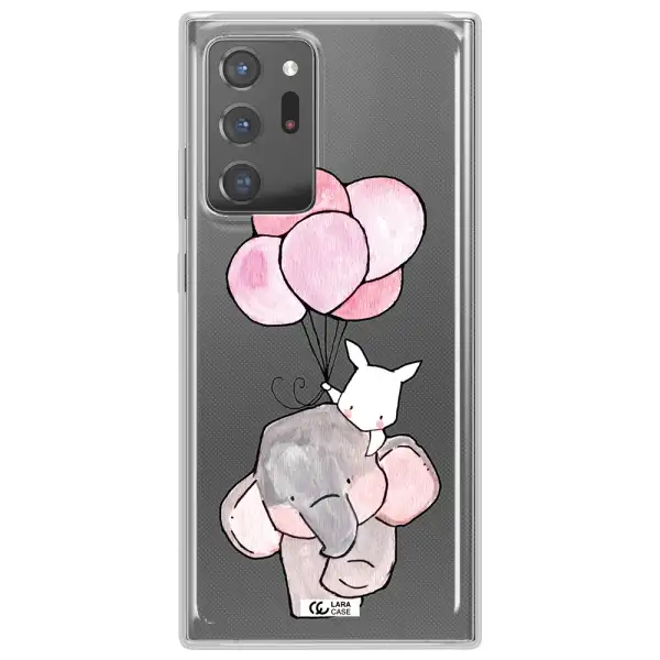 a cartoon elephant and donkey holding balloons Samsung Note 20 Ultra Clear TPU Case