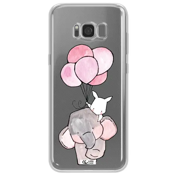 a cartoon elephant and donkey holding balloons Samsung S8 Plus Clear TPU Case