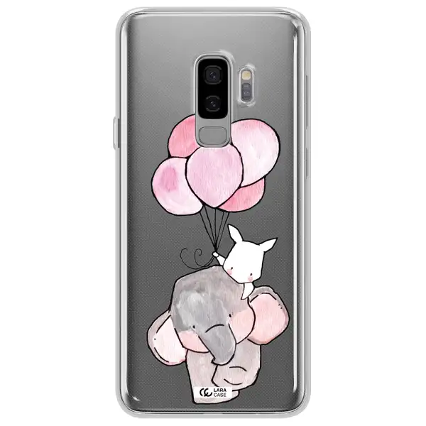 a cartoon elephant and donkey holding balloons Samsung S9 Plus Clear TPU Case