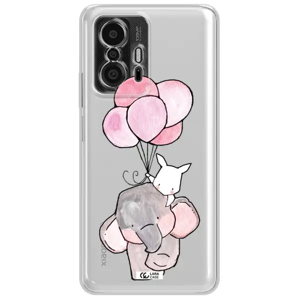 A Cartoon Elephant And Donkey Holding Balloons Xiaomi 11T Pro Clear Tpu Case