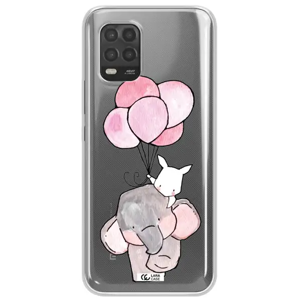 a cartoon elephant and donkey holding balloons Xiaomi Mi 10 Lite Clear TPU Case