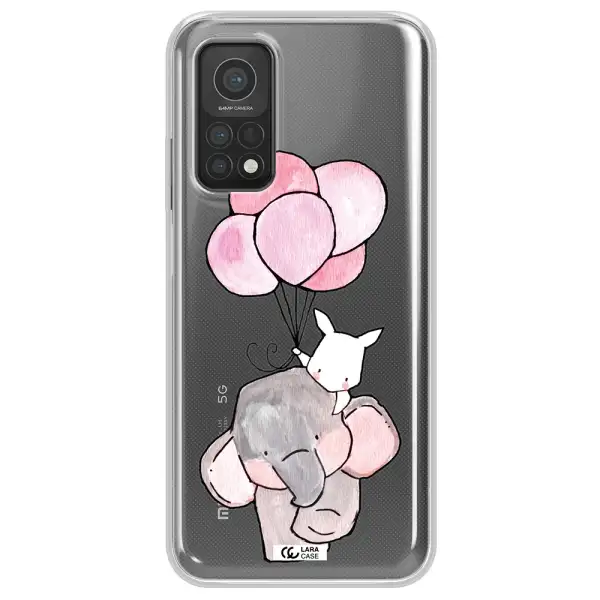 a cartoon elephant and donkey holding balloons Xiaomi Mi 10T Clear TPU Case