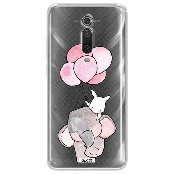 a cartoon elephant and donkey holding balloons Xiaomi Mi 9T Clear TPU Case