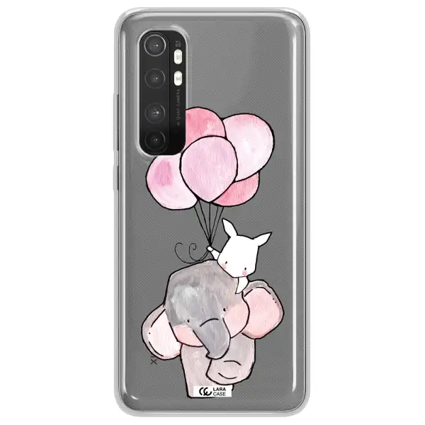 a cartoon elephant and donkey holding balloons Xiaomi Mi Note 10 Lite Clear TPU Case