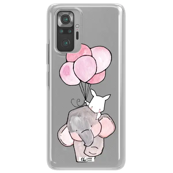 a cartoon elephant and donkey holding balloons Xiaomi Note 10 Pro Clear TPU Case