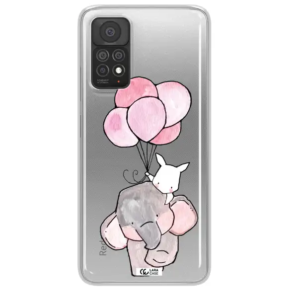 a cartoon elephant and donkey holding balloons Xiaomi Note 11 Pro Clear TPU Case