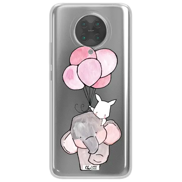a cartoon elephant and donkey holding balloons Xiaomi Poco F2 Pro Clear TPU Case