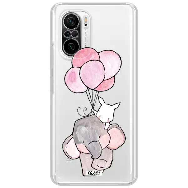 A Cartoon Elephant And Donkey Holding Balloons Xiaomi Poco F3 Clear Tpu Case