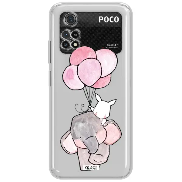 A Cartoon Elephant And Donkey Holding Balloons Xiaomi Poco M4 Pro 4G Clear Tpu Case