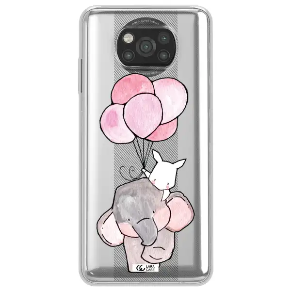 a cartoon elephant and donkey holding balloons Xiaomi Poco X3 Clear TPU Case