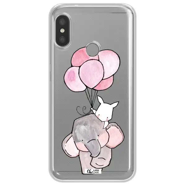 a cartoon elephant and donkey holding balloons Xiaomi Redmi 6 Pro Clear TPU Case