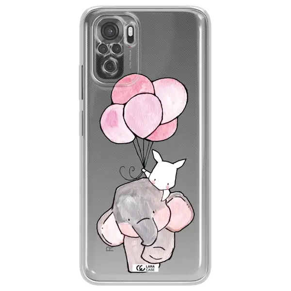 A Cartoon Elephant And Donkey Holding Balloons Xiaomi Redmi Note 10S Clear Tpu Case