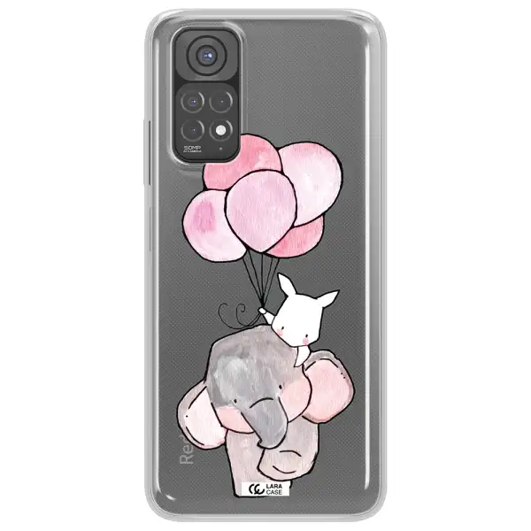 a cartoon elephant and donkey holding balloons Xiaomi Redmi Note 11 Clear TPU Case