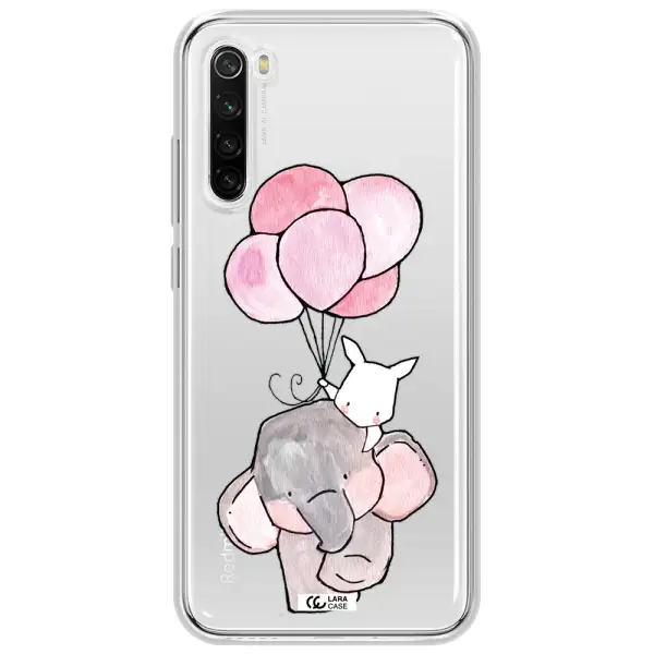 A Cartoon Elephant And Donkey Holding Balloons Xiaomi Redmi Note 8T Clear Tpu Case