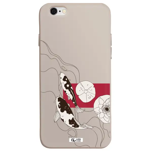 a black and white illustration of fish and flowers Apple iPhone 6 Silicone Stone Case