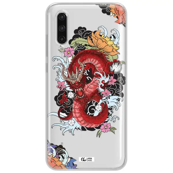 A Red Dragon With Flowers And Clouds Xiaomi Mi 9 Lite Clear Tpu Case
